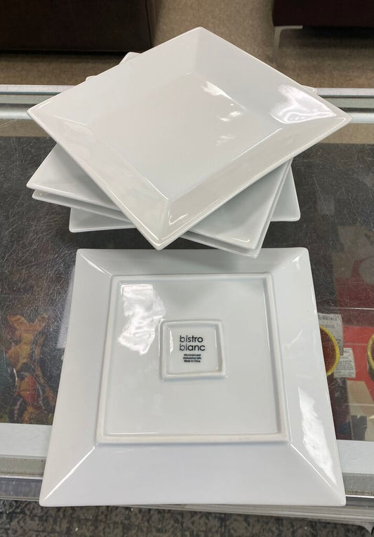 5x Square Bistro Blanc Salad Plates