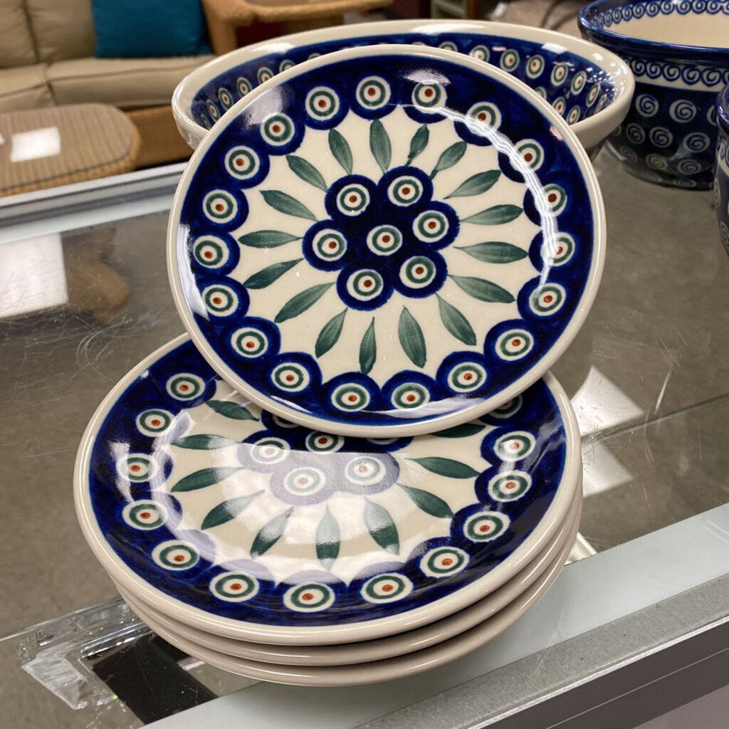 4x Polish Pottery Dessert Plates