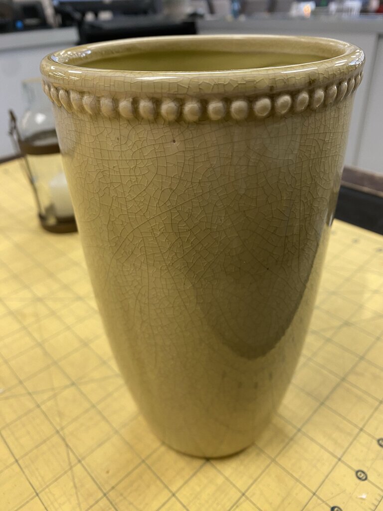 Ceramic Crackle Vase w/Bead Trim