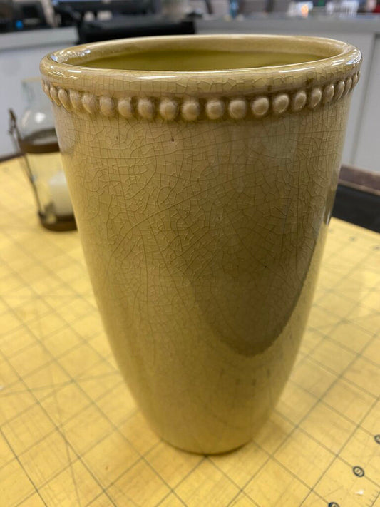 Ceramic Crackle Vase w/Bead Trim