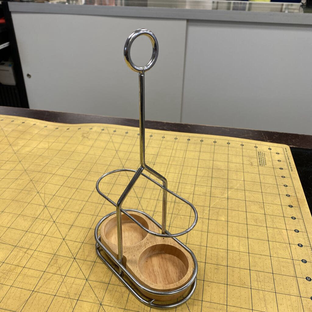 Wood/Metal Salt/Pepper Caddy