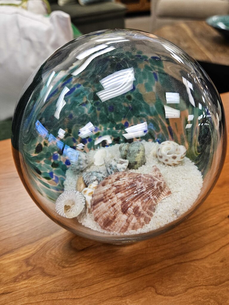 Painted Glass Globe with Sand & Seashells