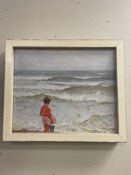 Charles Atamian "Girl by the Seashore" Oil on Canvas