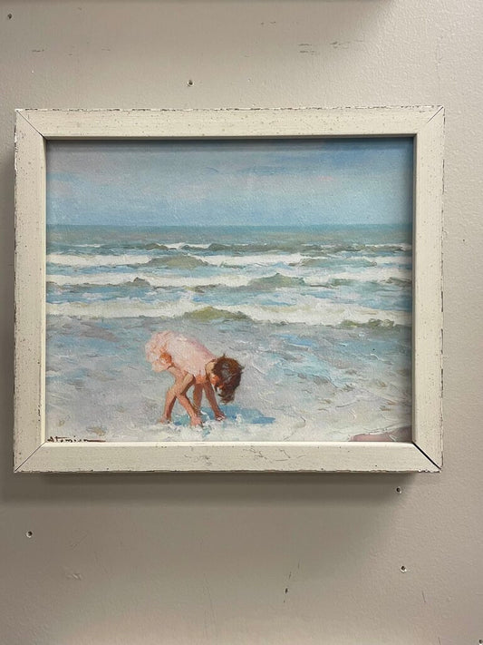 Charles Atamian "Child on a Beach" Oil on Canvas