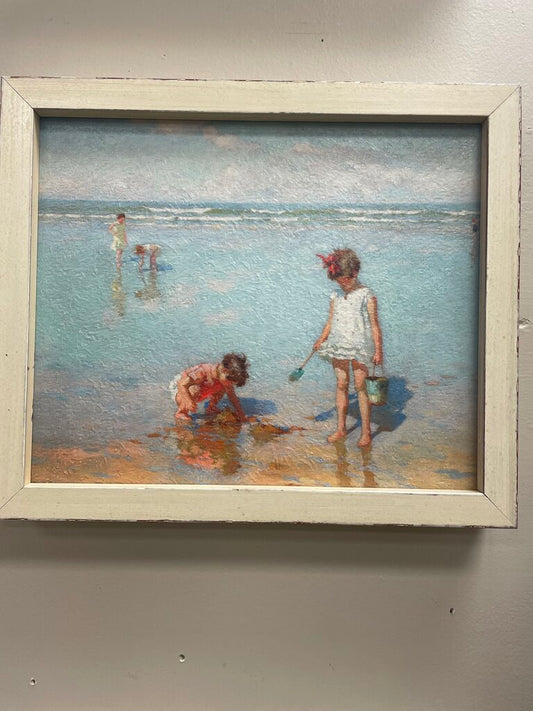 Charles Atamian "Children by the Sea" Oil on Canvas