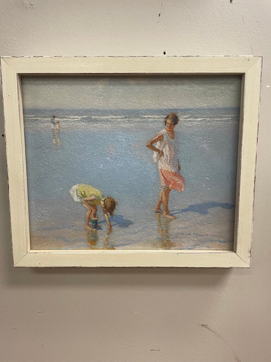 Charles Atamian "Woman & Child on the Beach" Oil on Canvas