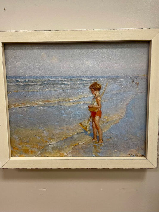 Charles Atamian "Playing on the Beach" Oil on Canvas