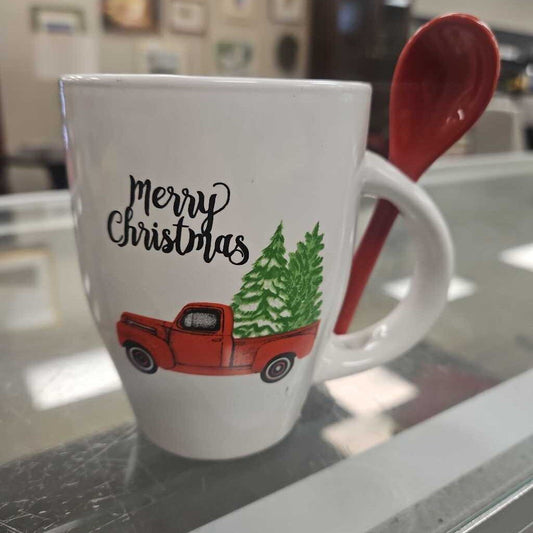 Ceramic "Merry Christmas" Mug w/Spoon