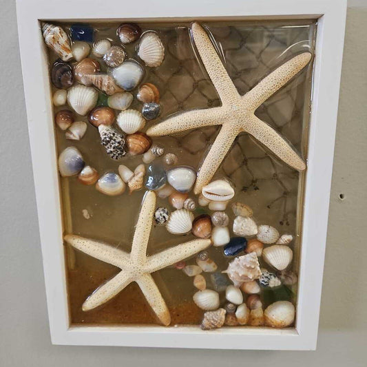 Seashell Mosaic in Resin w/Wood Frame