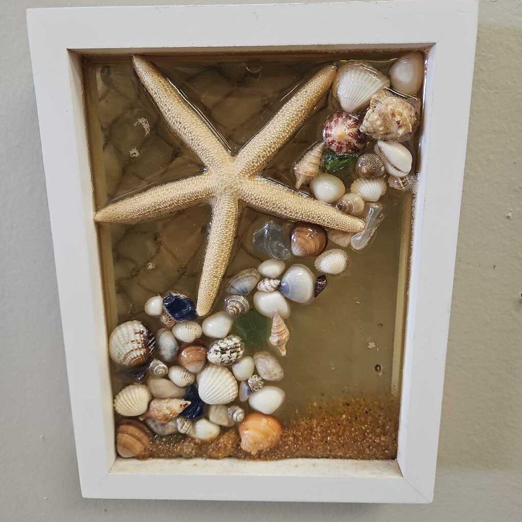 Seashell Mosaic in Resin w/Wood Fram