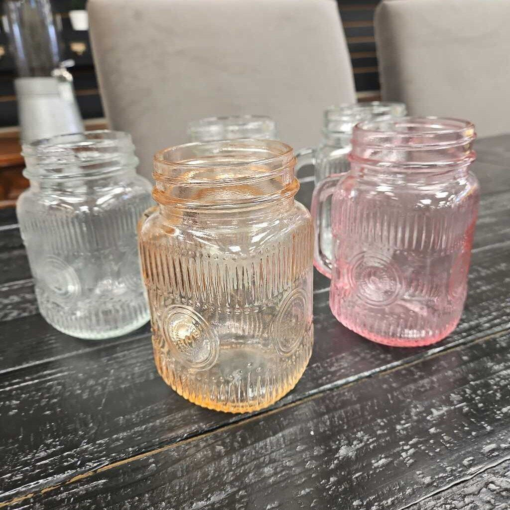 Textured Mason Jar Drinking Glasses Set of 5