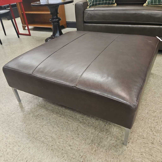 Bruce Peters Industrial Leather Ottoman