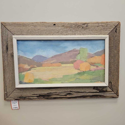 Landscape Oil on Canvas with Driftwood Frame