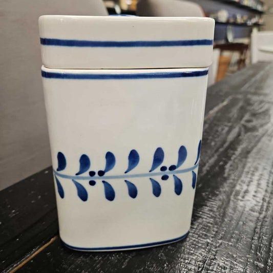 Handpainted Porcelain Canister Made in Portugal