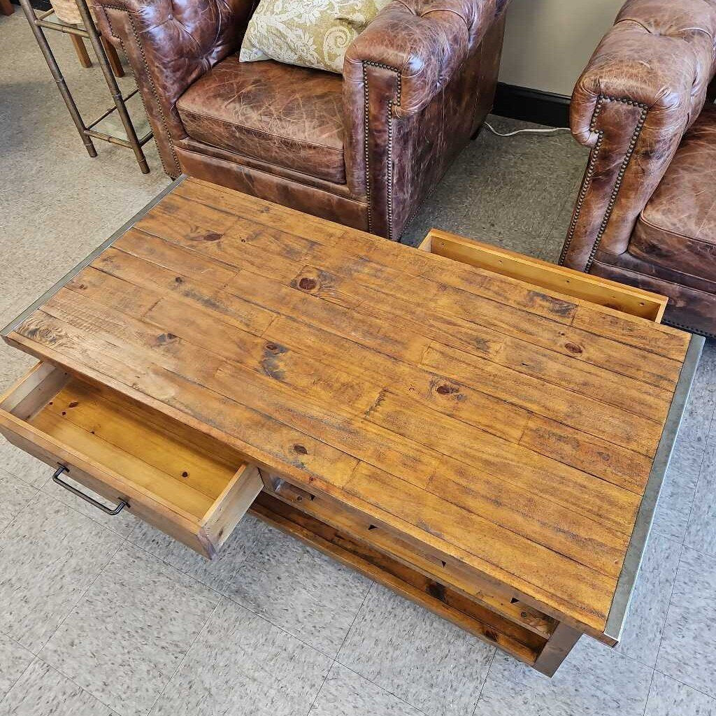 Pottery Barn 2-Sided Drawer Industrial Coffee Table