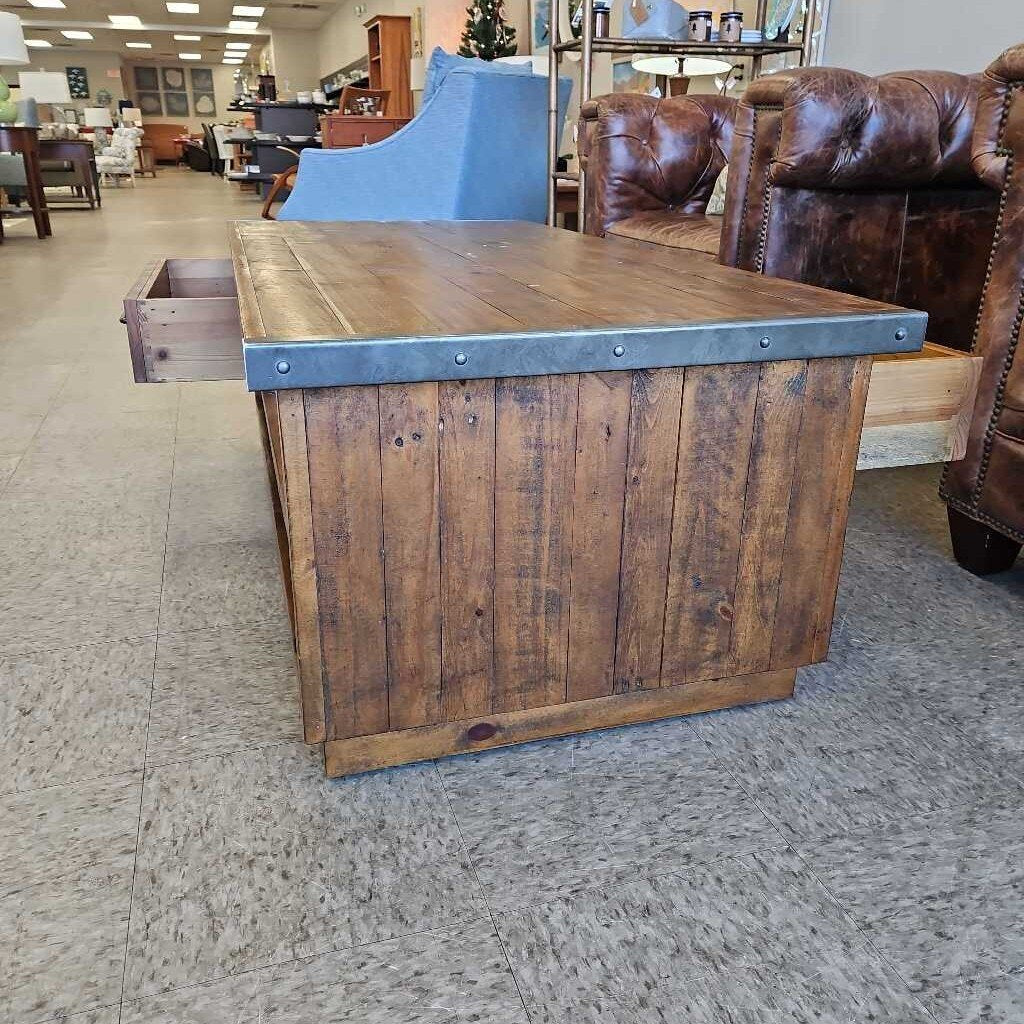 Pottery Barn 2-Sided Drawer Industrial Coffee Table