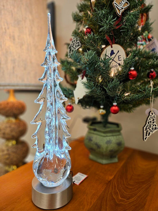 Simon Pearce 5 Sided Evergreen Tree with LED Illumination Base