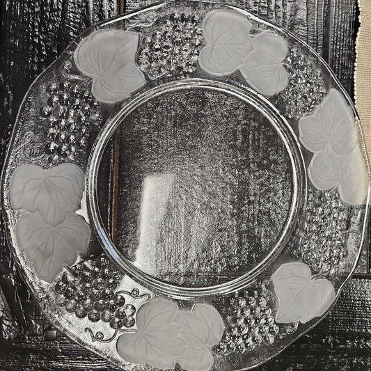 Glass Serving Platter with Etching