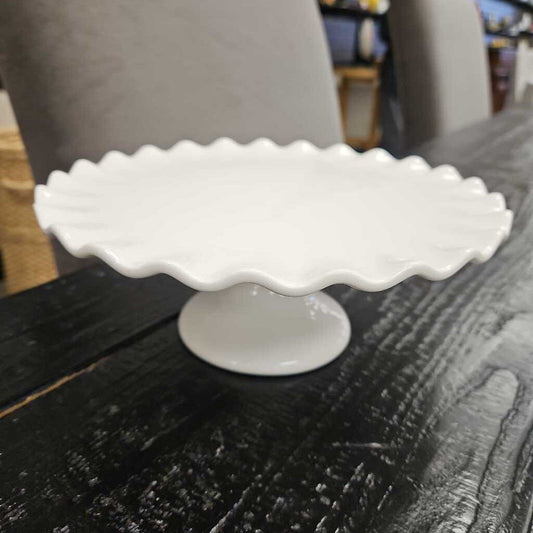 Pier One Imports 9" Scalloped Ceramic Cake Stand