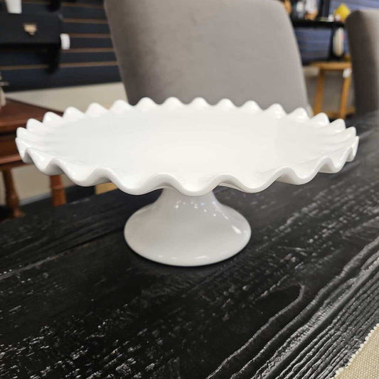 Pier One Imports 11" Scalloped Ceramic Cake Stand