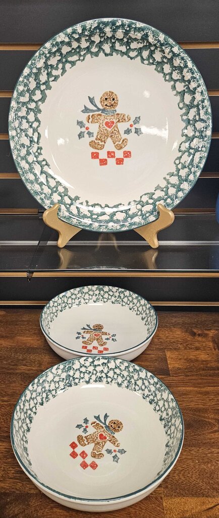 Holiday Gingerbread Serving Platter and Bowls - 3 Piece Set