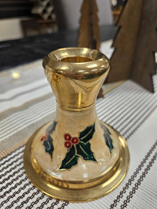 Holly Brass Candlesticks - Set of 2