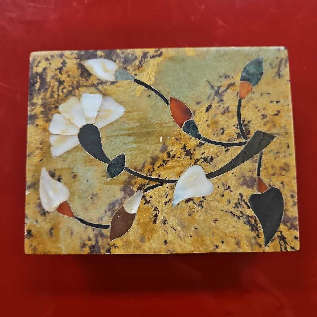 Soapstone Box with Mother of Pearl Inlay