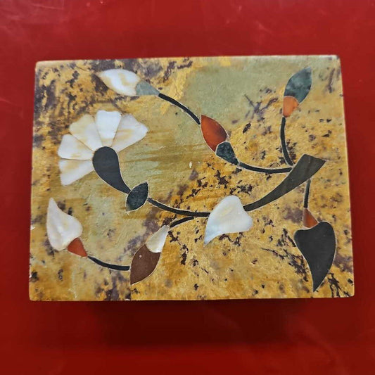 Soapstone Box with Mother of Pearl Inlay