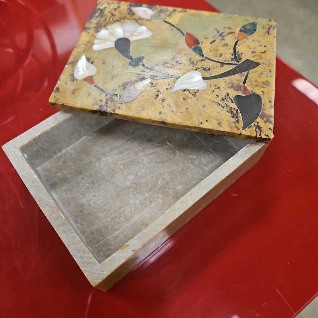 Soapstone Box with Mother of Pearl Inlay