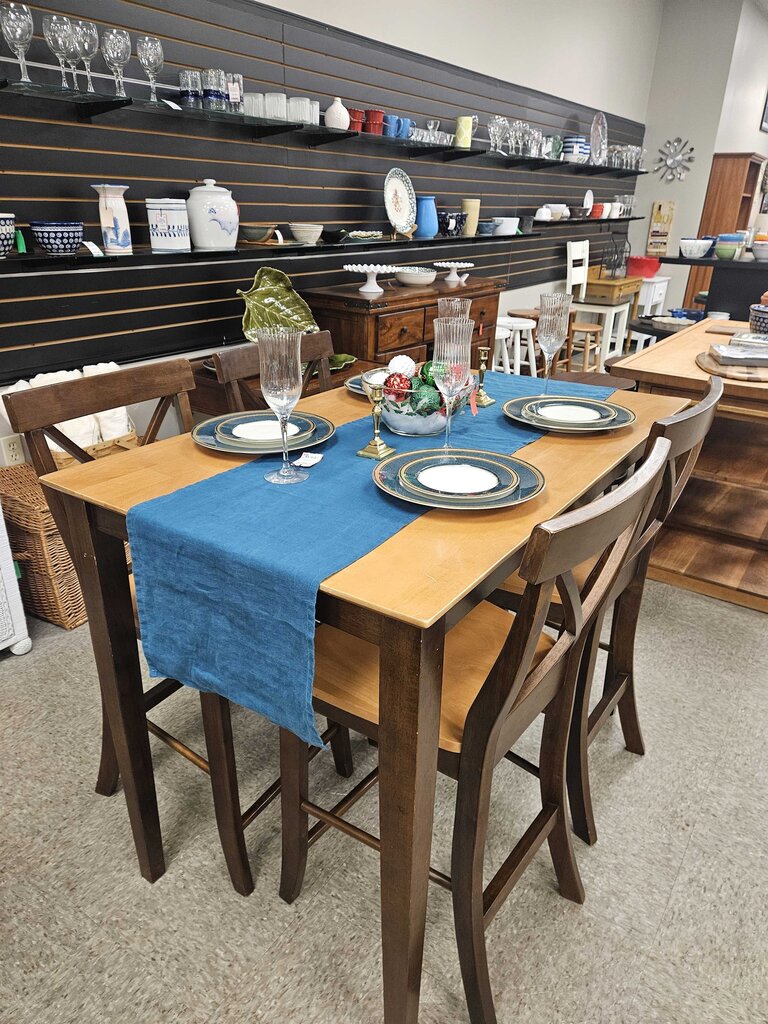 Wooden Hightop Dining Table with 4 Chairs