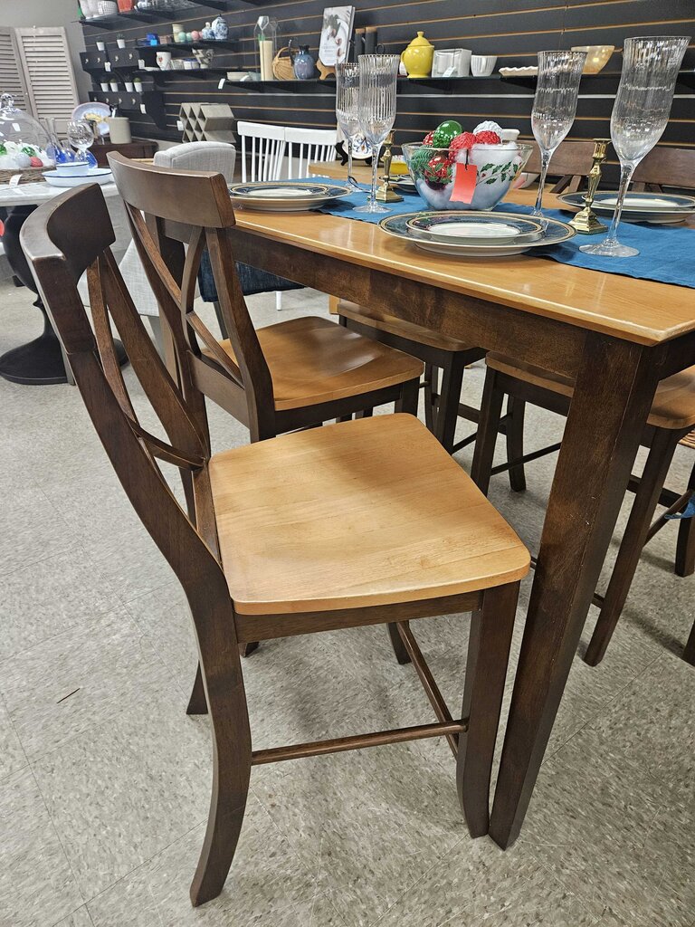 Wooden Hightop Dining Table with 4 Chairs