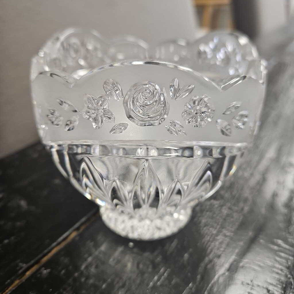 Crystal Candy Bowl with Frosted Flowers