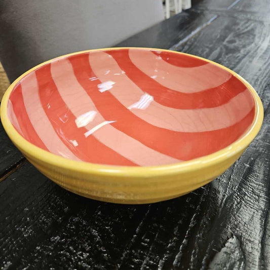Yellow Bowl with Stripes by Lacey Pottery