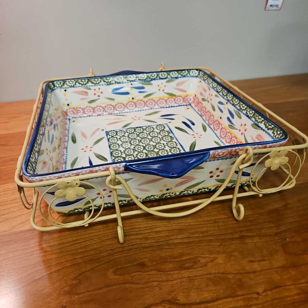 Temp-Tations by Tara Square Casserole Dish with Metal Cooling Rack
