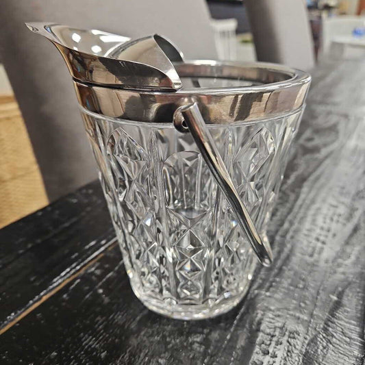 Vintage Crystal and Silver Handled Ice Bucket