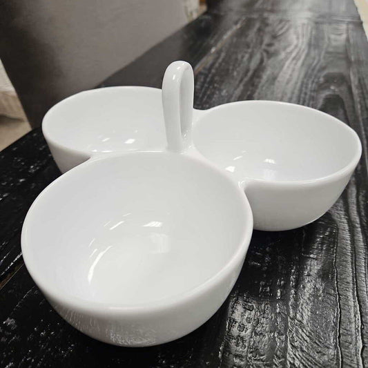 Crate & Barrel Porcelain 3-Part Divided Server