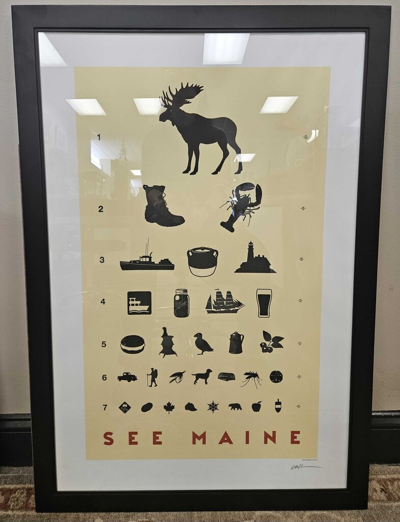 "See Maine" Eye Chart Framed Print