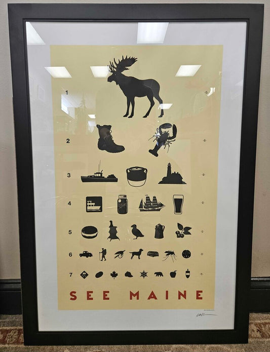 "See Maine" Eye Chart Framed Print