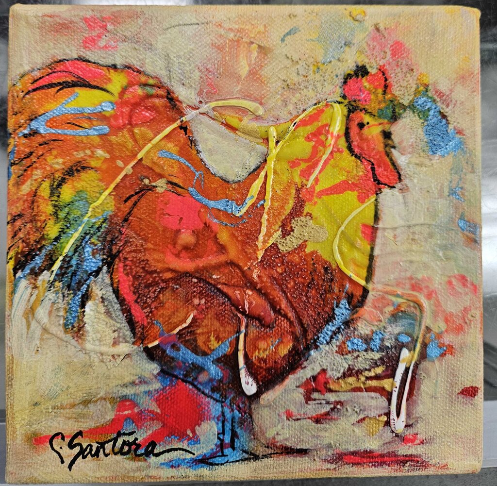 "Fancy Feathers" Original Acrylic on Canvas by Carol Santora