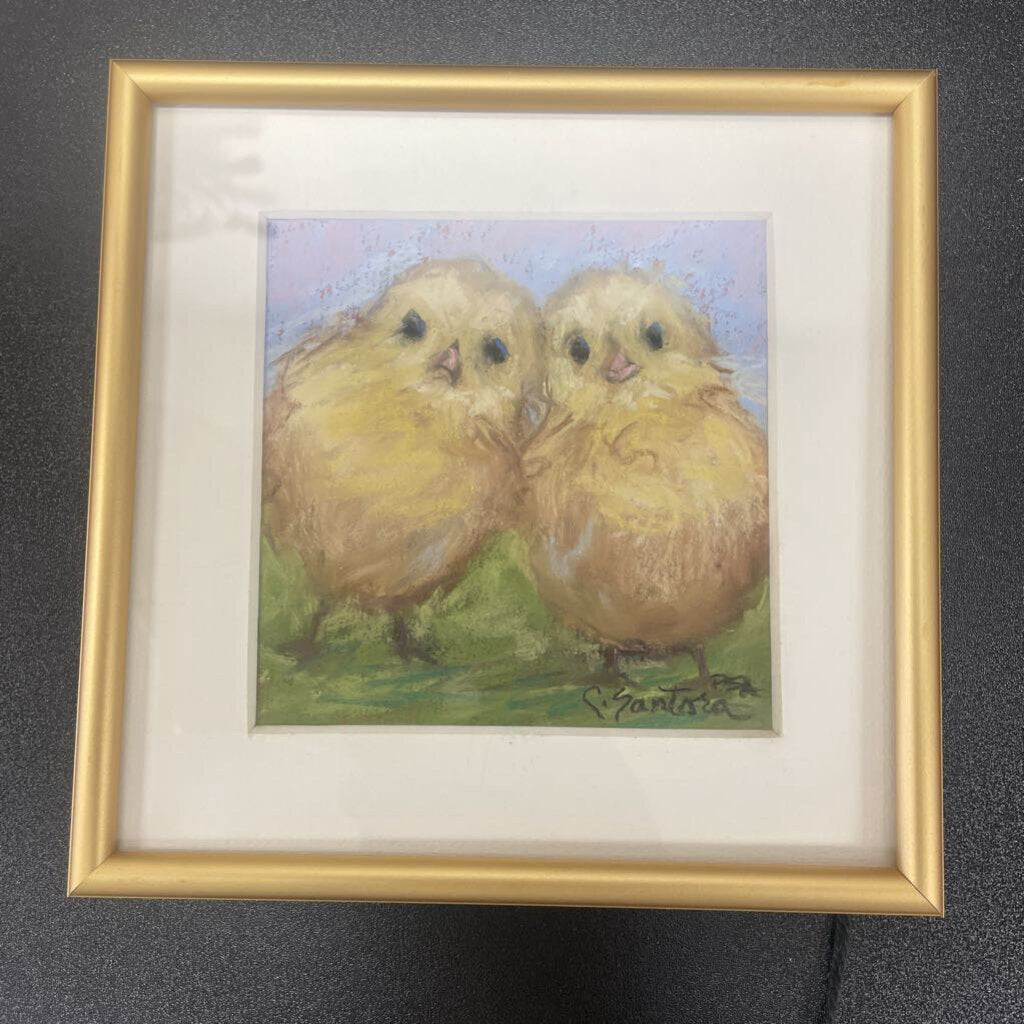 "Two Chicks" Original Pastel Framed by Carol Santora