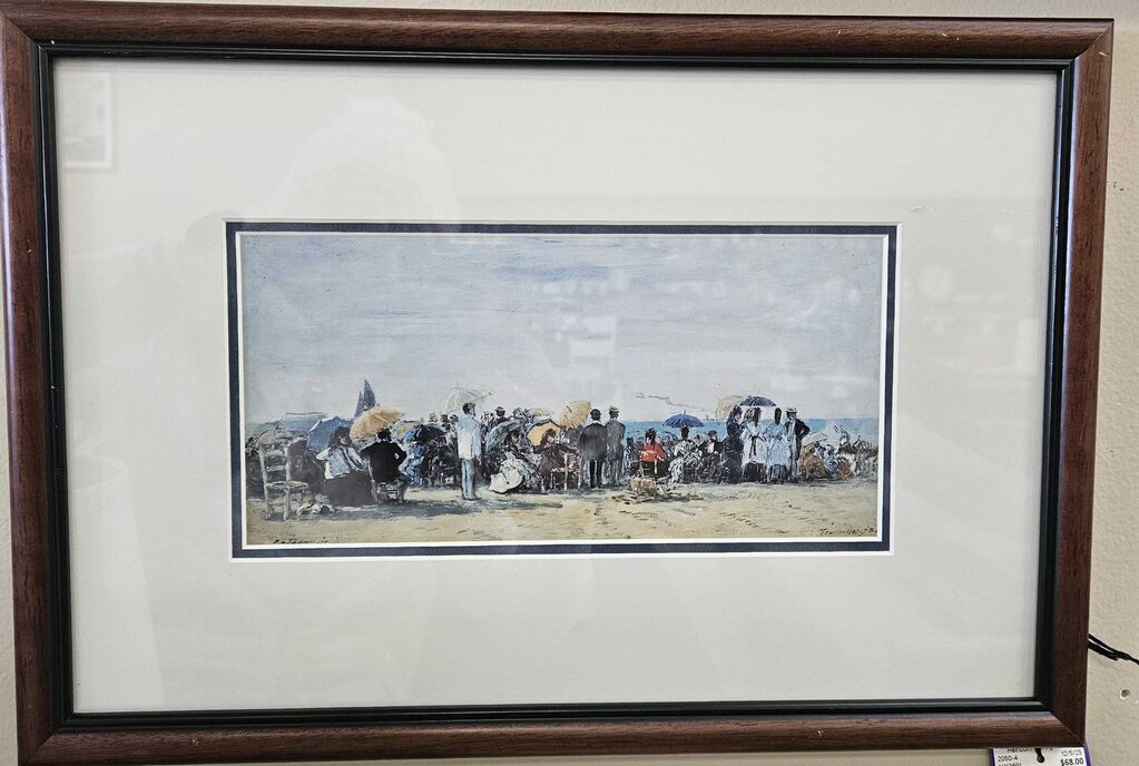 "The Beach at Trouville, 1873" Oil on Board Print by Eugene Boudin