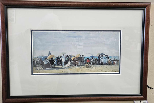 "The Beach at Trouville, 1873" Oil on Board Print by Eugene Boudin