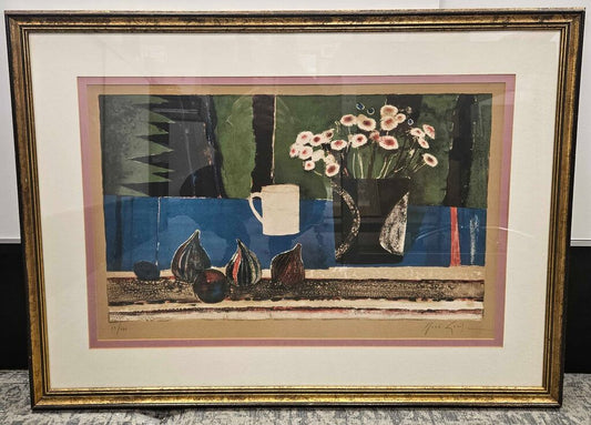 Still Life woodblock print by Rene Lenif
