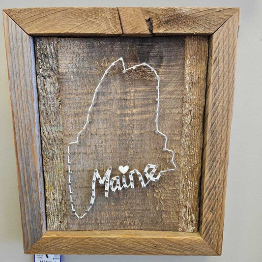 State of Maine Custom Nail Art on Wooden Base