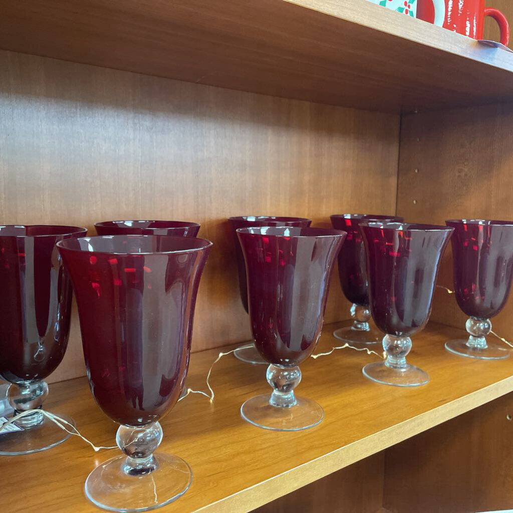 Ruby Red Water/Wine Goblets, set of 8