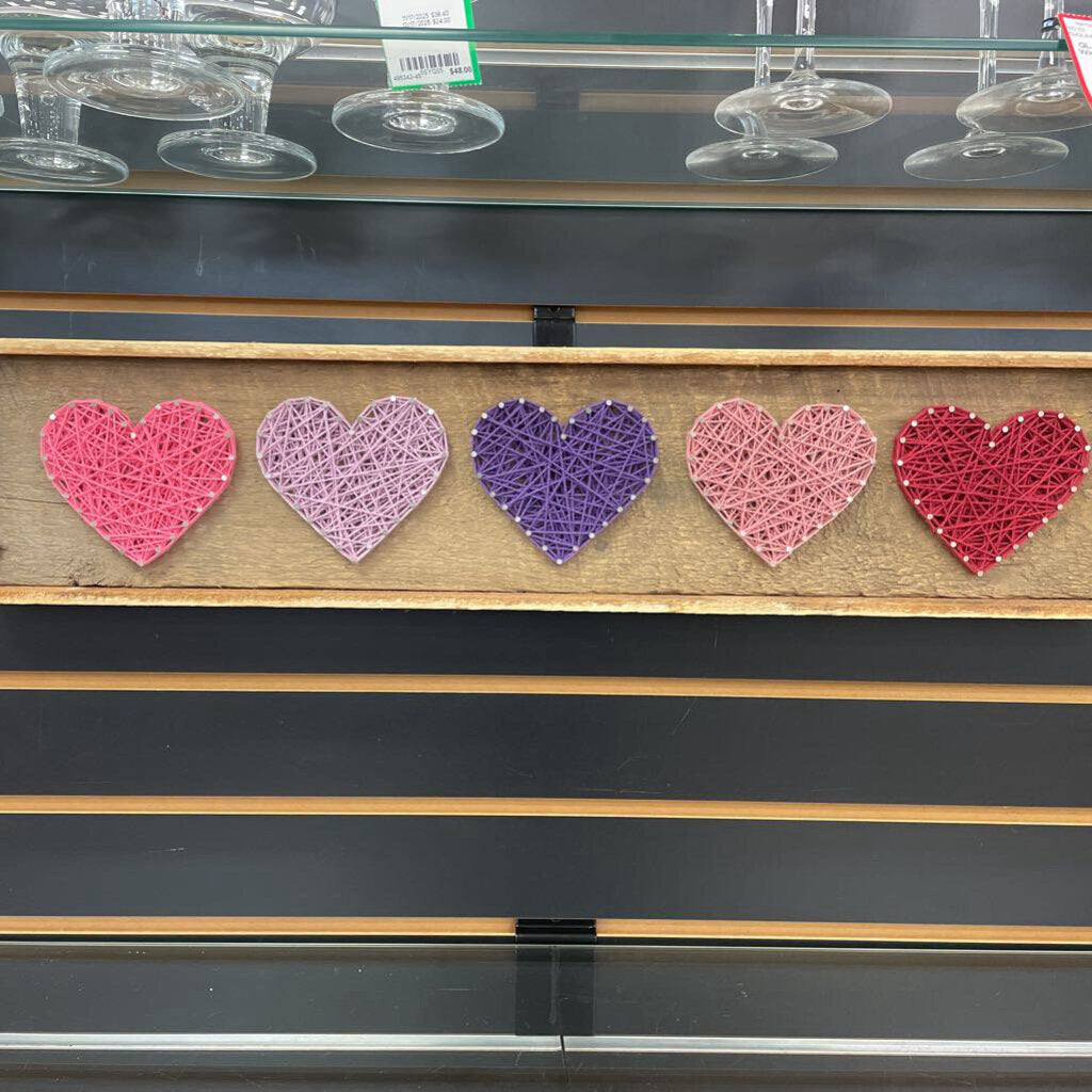 "Hearts" Nail Art on Wooden Base