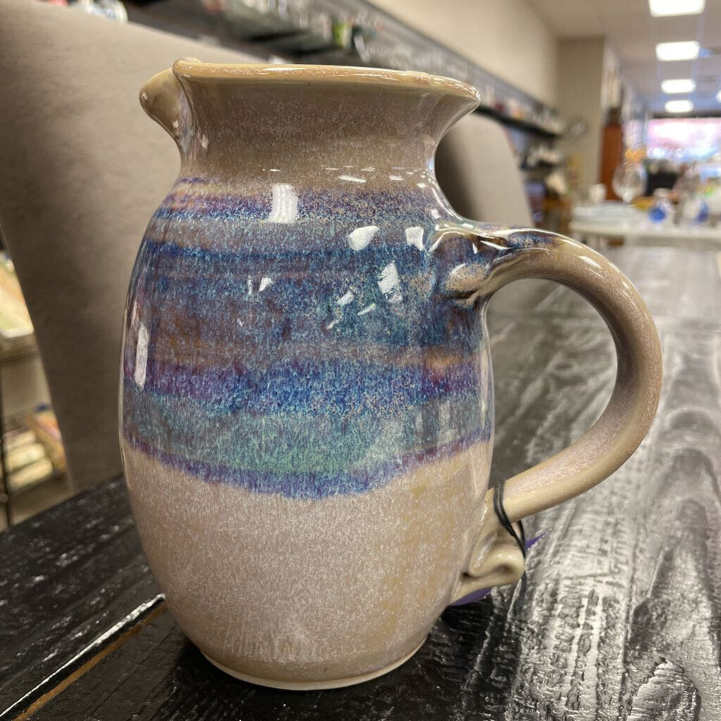 Stoneware Handmade Glazed Pitcher Drip Glaze