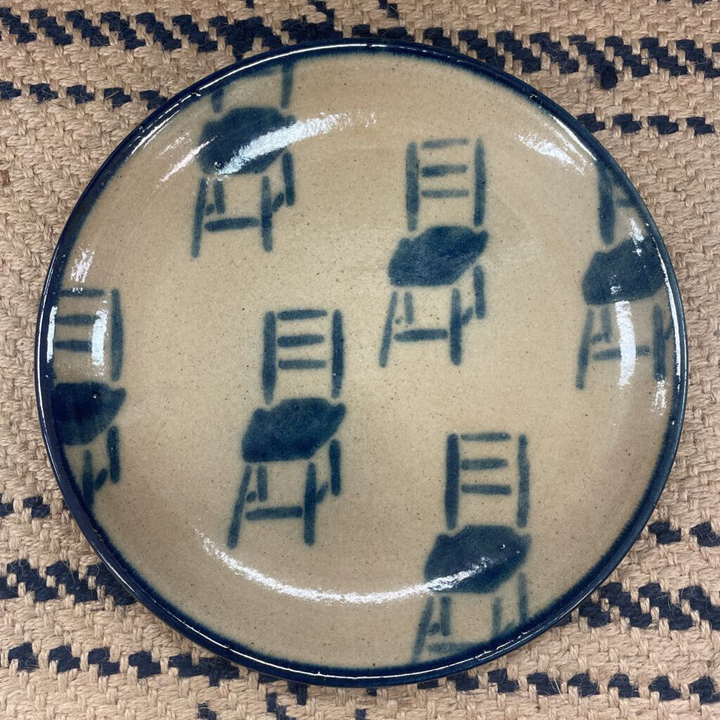 Rare Vintage Rustic Monroe Salt Works Stoneware Chair Platter