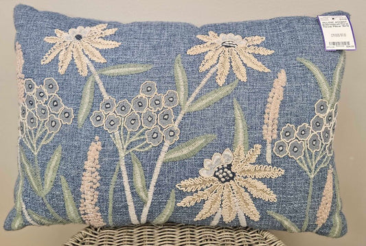 Embroidered Floral Throw Pillow