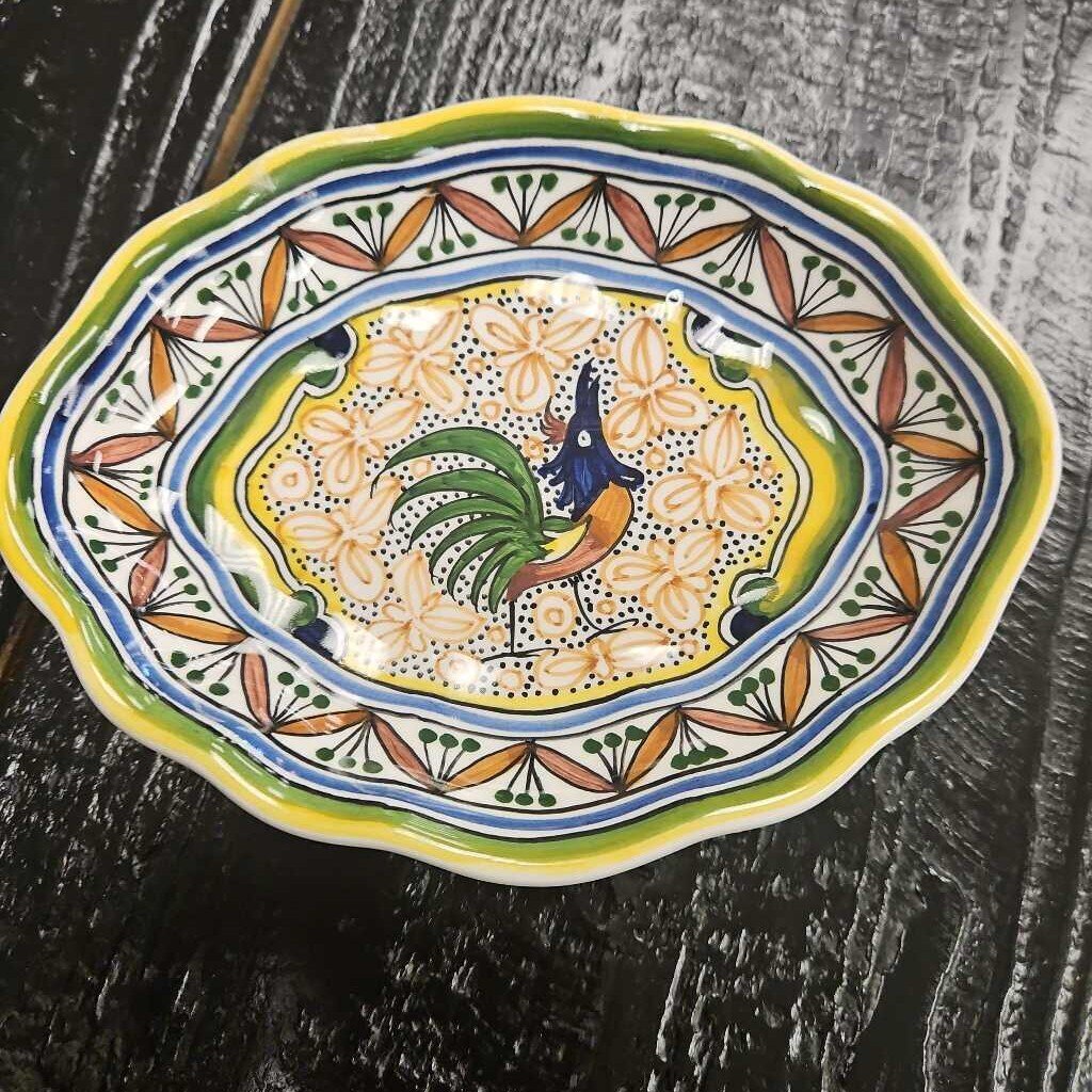 Coimbra Portugal Pottery "Lucky Rooster" Signed Dish